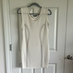 Miss Finch Sleeveless Dress WHITE WITH GOLD STUDDS MINI SZ Medium